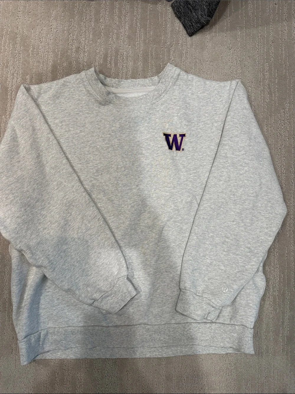 University of Washington Lululemon Gray Crewneck with Purple 'W' Patch